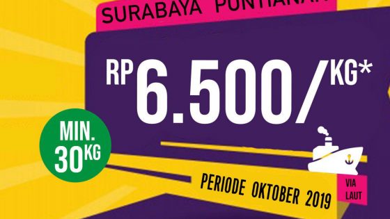 Biaya pengiriman barang Surabaya ke pontianak Oktober 2019